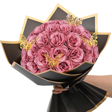 Glitter Roses Bouquet, DIY Fake Flowers Bouquet, Birthday Gifts