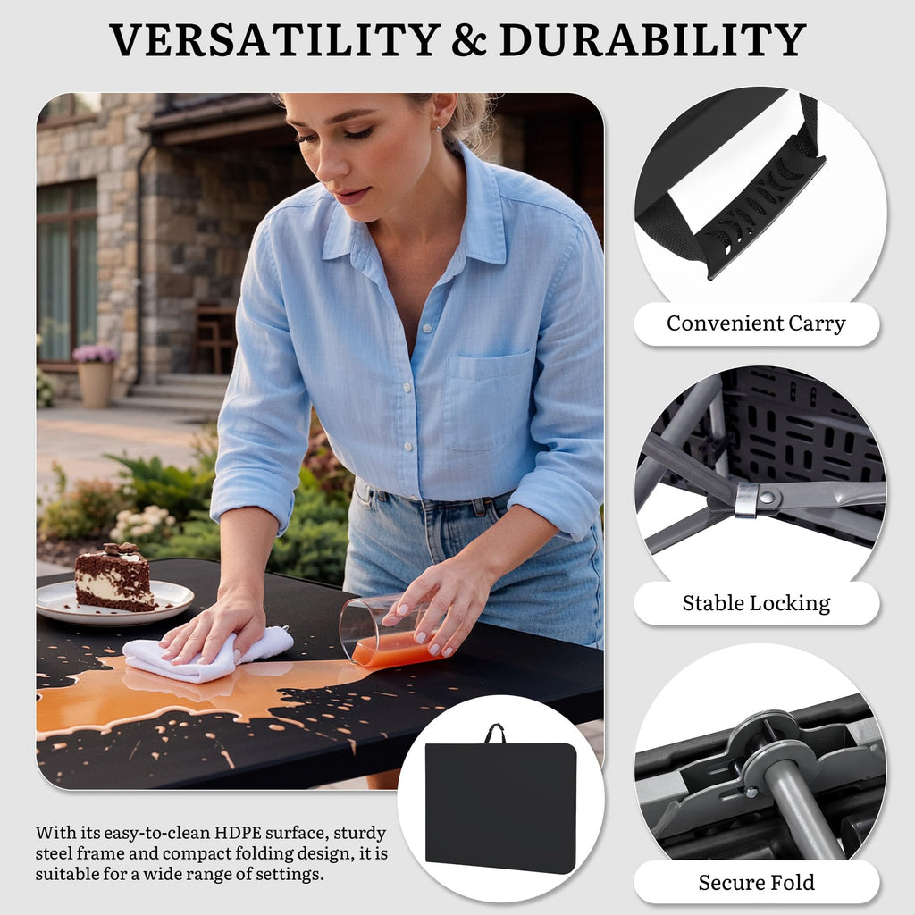 6ft Folding Tables Heavy Duty Folding Table with Carrying Handle