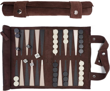 Roll-Up Suede Backgammon Game (Color-Mocha)