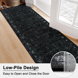 Vintage Black Washable Hallway Runner Rug, 2.6x8 Non Slip Runnersfor Hallways Entrance Indoor,Extra 