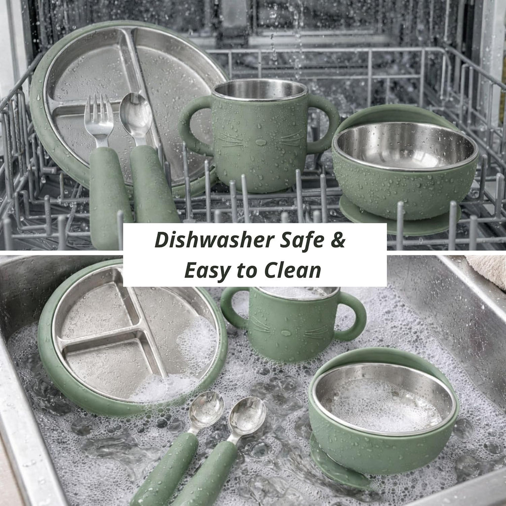 304 Stainless Steel Baby Feeding Set, Green