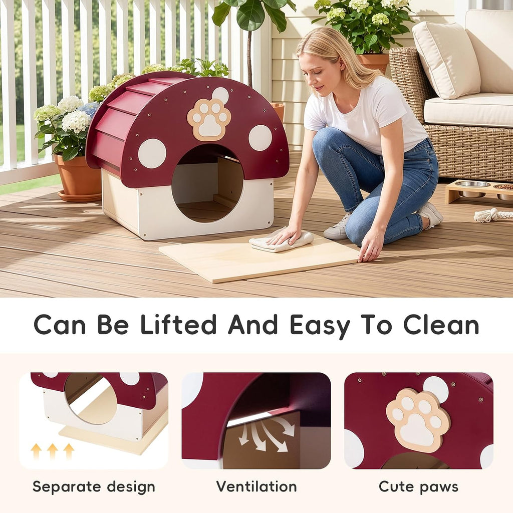 Solid Wood Dog House, Indoor Outdoor Waterproof Pet House