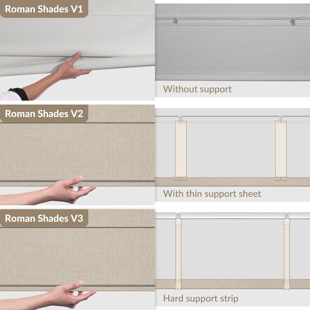 No Drill Cordless Roman Shades for Windows, No Fray Blackout Top Down Bottom Up Roman Blinds No Tools,Easy Install