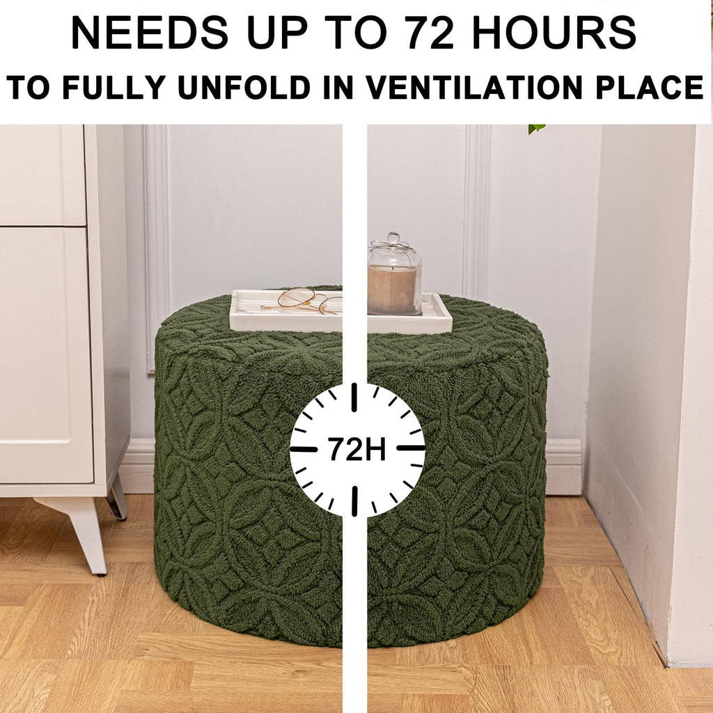 Functional Ottoman Pouf - Ergonomic Ottoman Foot Rest for Couch (Olive Green, 20x20x14 Inches, Round)