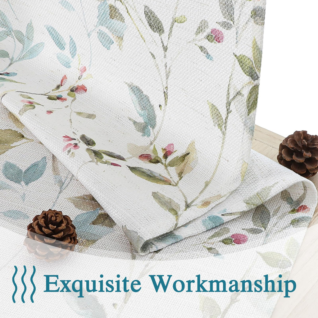 Roman Linen Blend Curtains 84 Inch Length 2 Panels Set, Light Filtering Floral Vintage Curtains Printed Drapes for