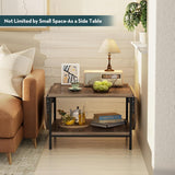 Folding Coffee Table, Small Coffee Tables with 2-Tier Storage, Mid Century Modern Center Table for Small Space