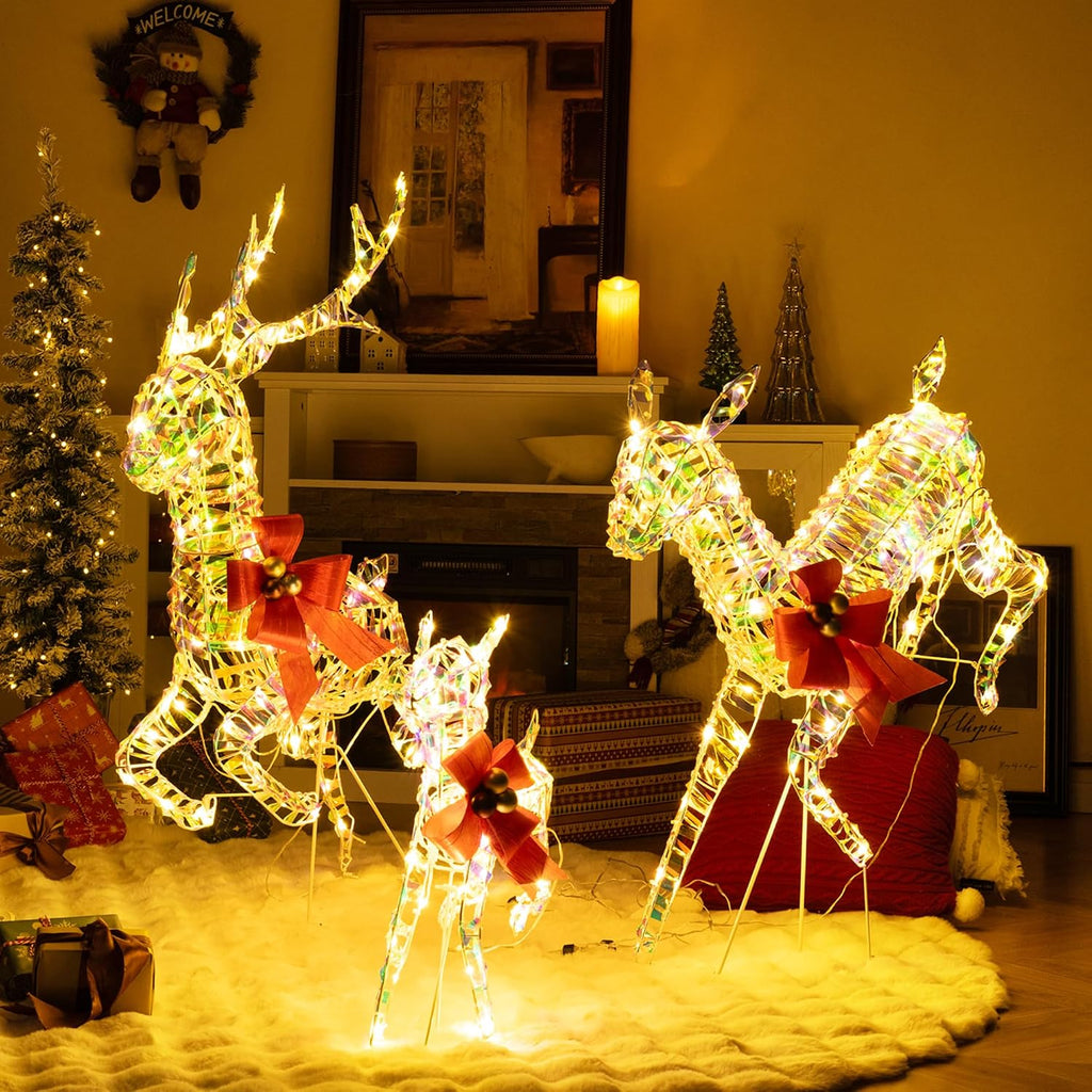 3-Piece Outdoor Christmas Lighted Reindeer Family Set