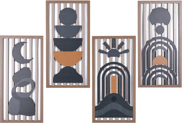 Blue Boho Wall Decor, Abstract Blue Wall Art & Wall Decor Blue, Mid-Century Modern Aesthetic Artwork - Set of 4