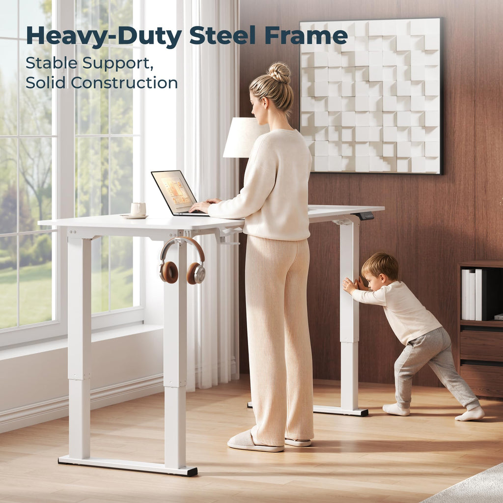 71x31'' Large 4 Leg Dual Motor White Standing Desk