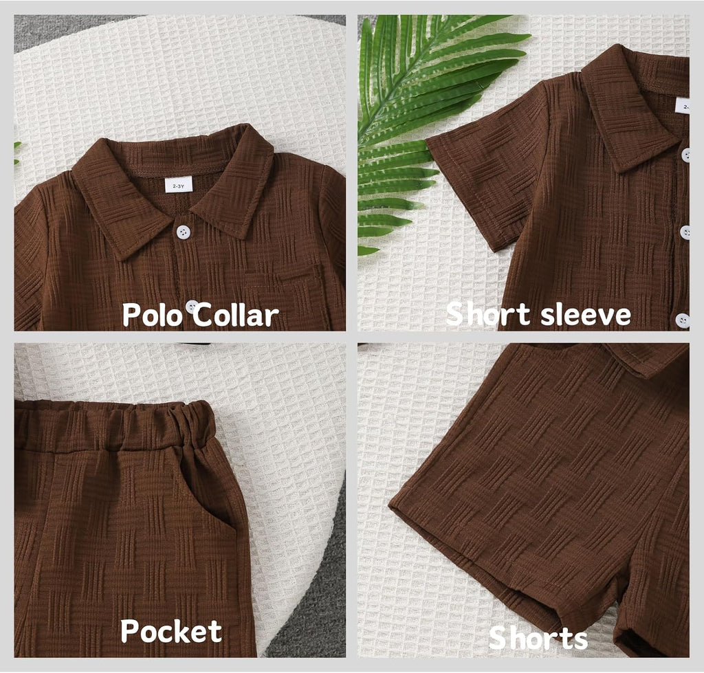 Years Toddler Boys Clothes 2 Piece Summer Outfit Short Sleeve Button Down Shirt Top and Shorts Set