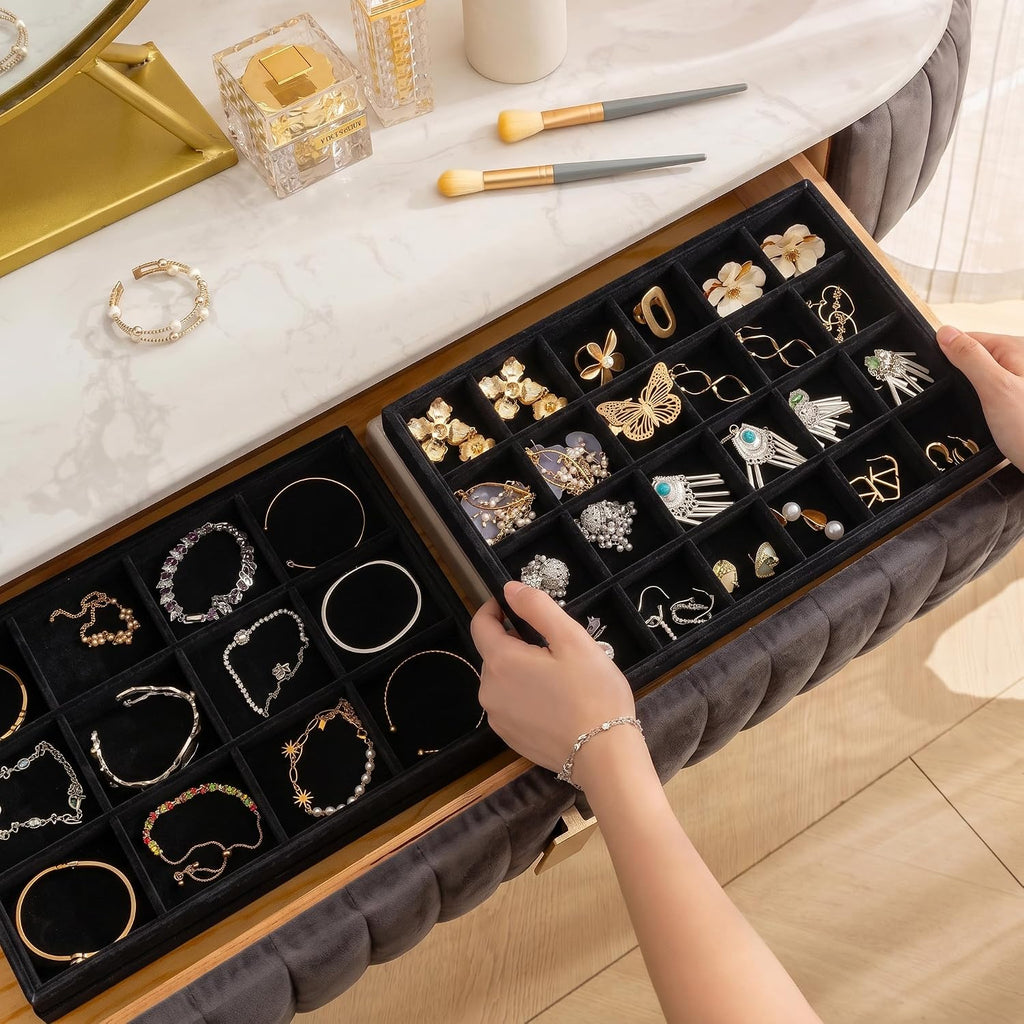 Jewelry Trays for Drawer Jewelry Organizer and Storage - Set of 2