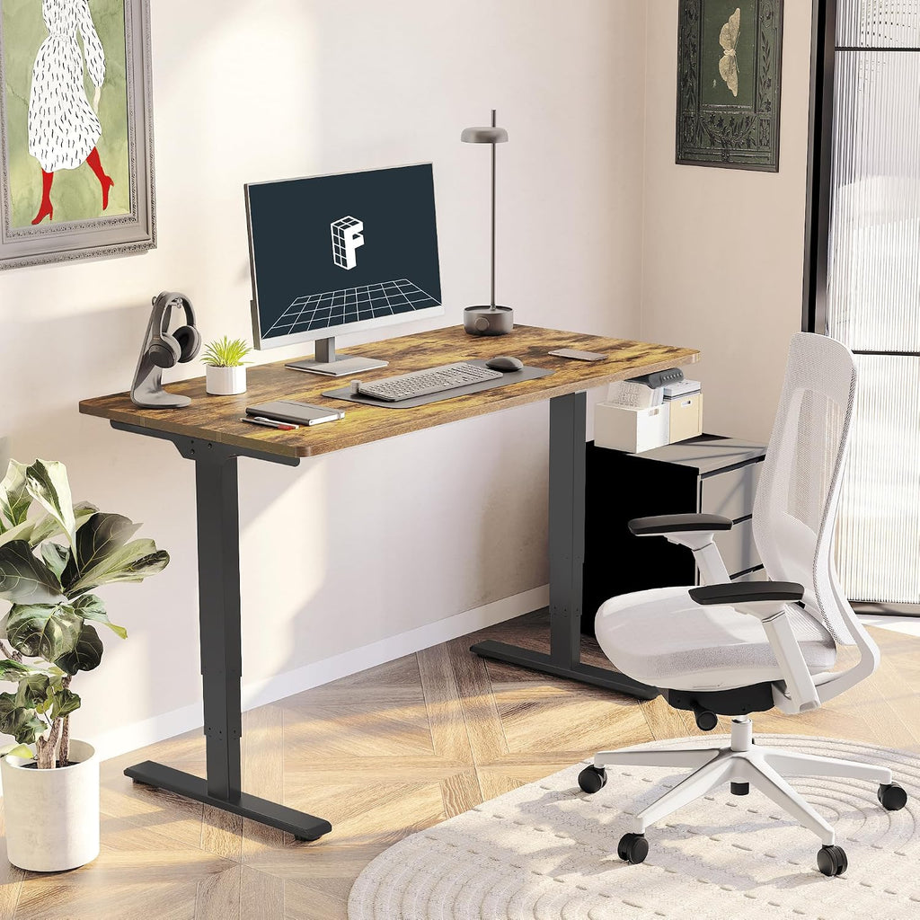 E6 3-Stage Dual Motor Electric Standing Desk 55 x 28 Sit Stand Up Desk, Holds 220 lbs, Adjustable Height w/Memory
