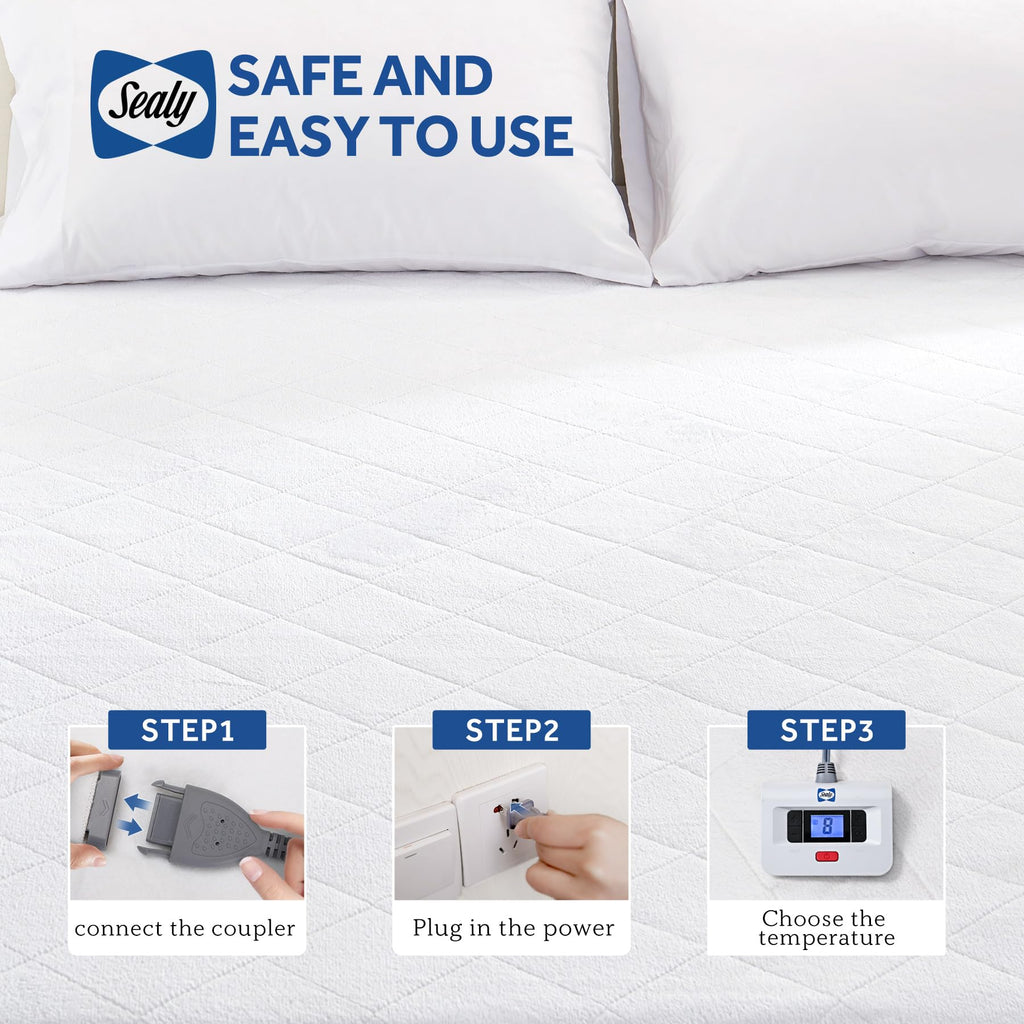 Heated Mattress Pad Twin Size with Plush Top Machine Washable 39×75"