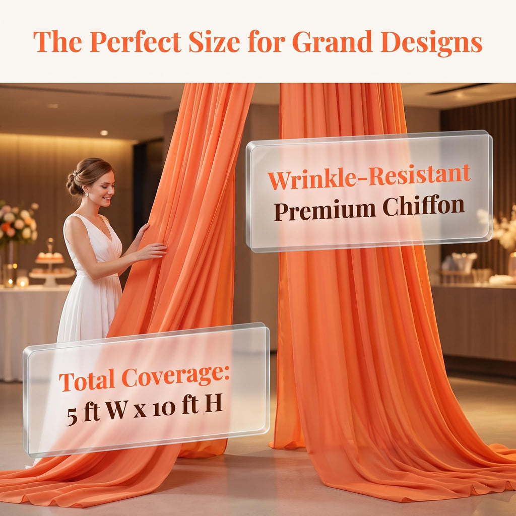 Orange Sheer Curtains 120 Inches Long Chiffon Drapes 2 Panels 29x120