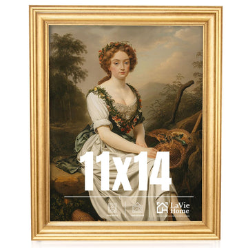 11x14 Picture Frames (1 Pack, Gold) Photo Frame with Plexiglass for Wall Mount Display