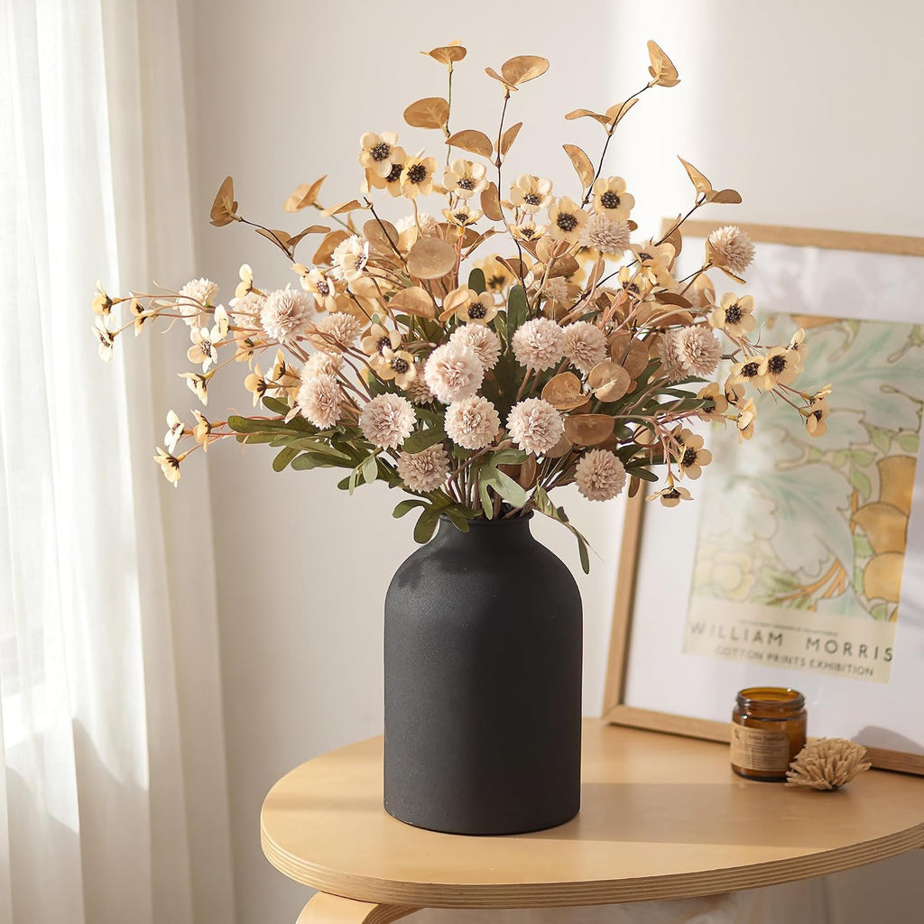 Beige Faux Flowers in Vase for Dining Table Centerpiece Decor