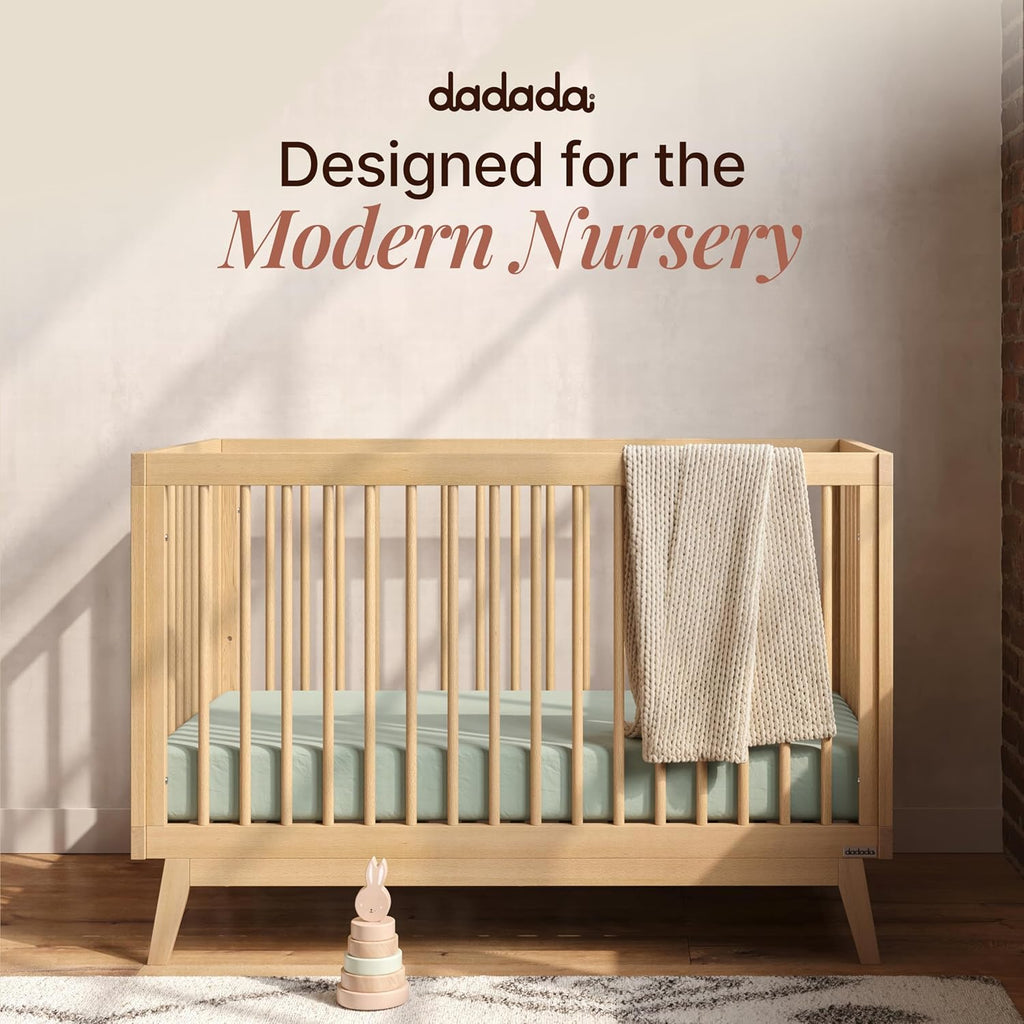 Baby Soho 3-in-1 Convertible Wood Crib Bed, Made in Italy, Natural | Crib to Toddler Bed, GREENGUARD Gold Certified