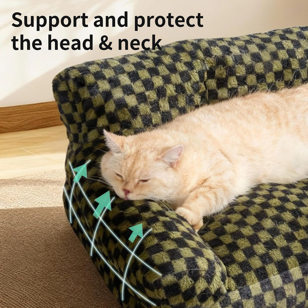 Faux Fur Cat & Dog Sofa Cat Couch Mini Cat Bed Indoor Human Style Pet Sofa, Modern Pet Furniture for Cats, Washable &