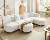 VANOMi 109.84" Modular Sectional Sofa with 3 Pillows, Convertible 5-Seater Comfy Boucle Cloud Couch with Ottoman
