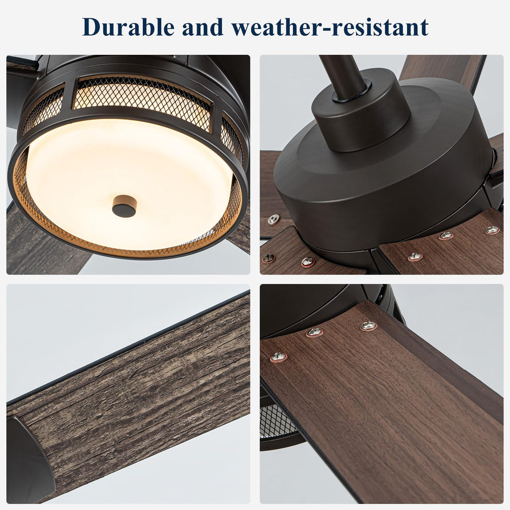 52 Inch Outdoor Waterproof Ceiling Fan with Light