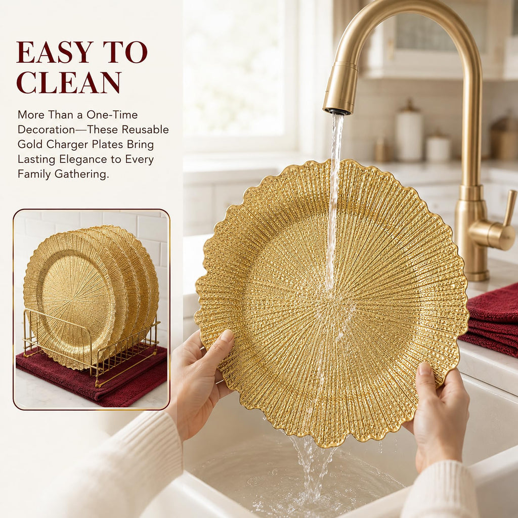 Bulk 100, 13" Gold Charger for Wedding(Luxurious Accent)
