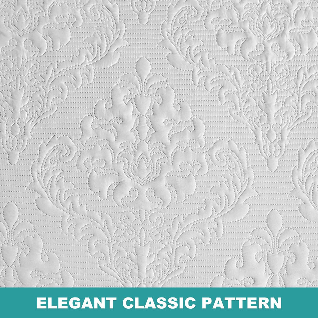 White Quilt Queen - Ultrasonic Summer Bedspread Queen, Soft Lightweight Coverlet Bedding Set, 3 Pieces (1 Quilt, 2