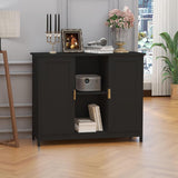 Black Buffet Cabinet,Modern Narrow Sideboard Buffet Cabinet Wooden Side Table with Storage,Black Accent Cabinets