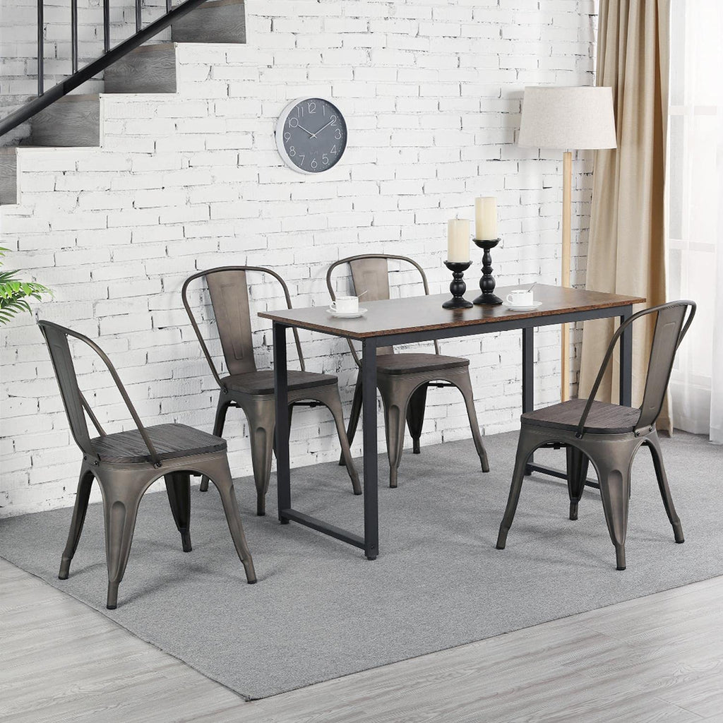 Metal Dining Chairs Set of 4, Stackable Kitchen Chairs, Metal