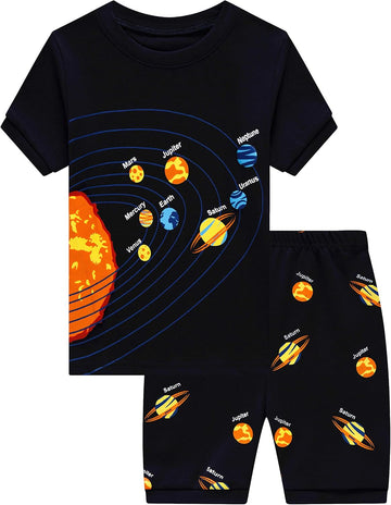 Boys Pajamas 100% Cotton Toddler 2 Piece Short Sleeve Pjs Kids Summer Sleepwear Clothes Set