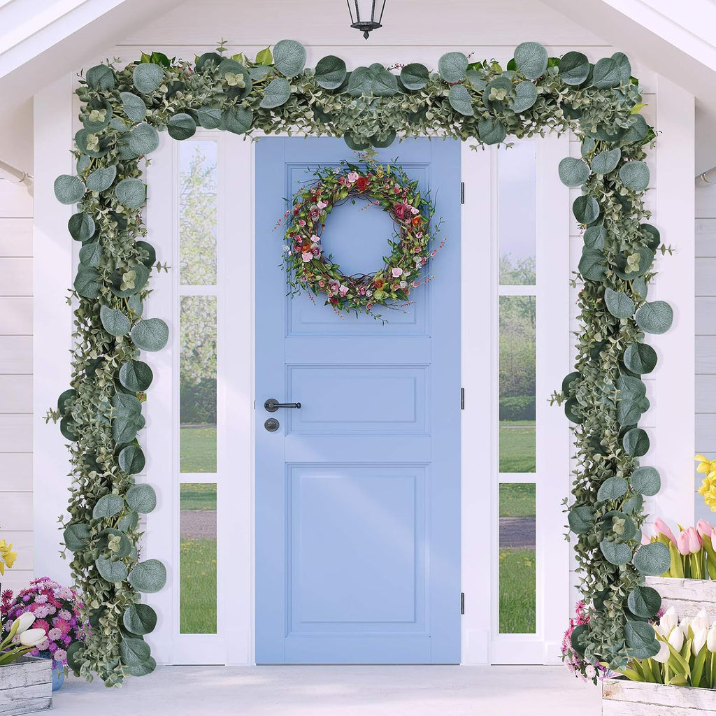 8.3' Long Faux Eucalyptus Greenery Garland - Silver Dollar Eucalyptus for Wedding Arch, Swag, Backdrop, Doorways