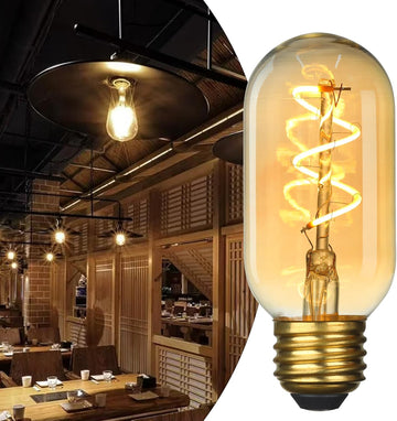 4 Pack T45/T14 LED Light Bulbs, 4W 2700k 550Lm Vintage Edison Bulbs 40 Watt Equivalent, Amber Tube Bulbs Warm