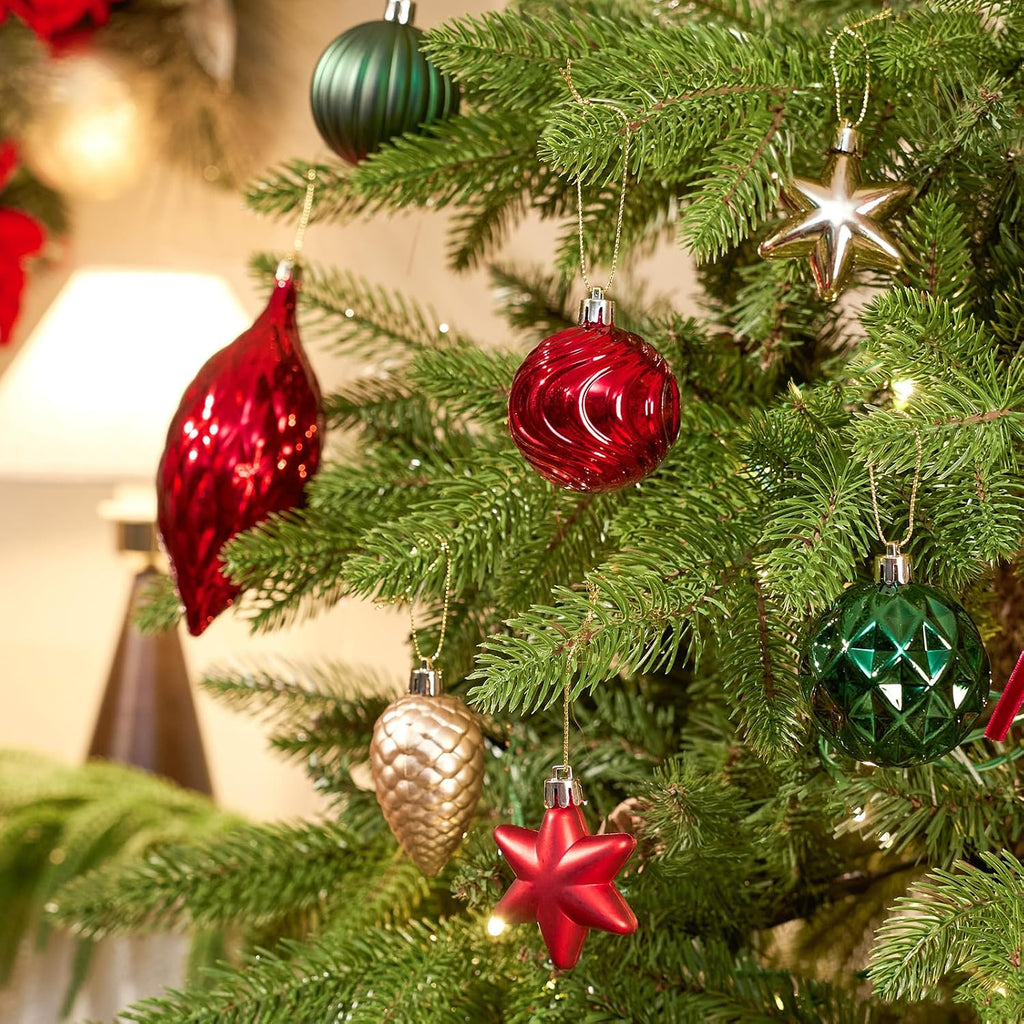 128-Pack Christmas Tree Ornaments Set, Classic Shatterproof Christmas Ball Ornaments Decorations - Plastic Hanging