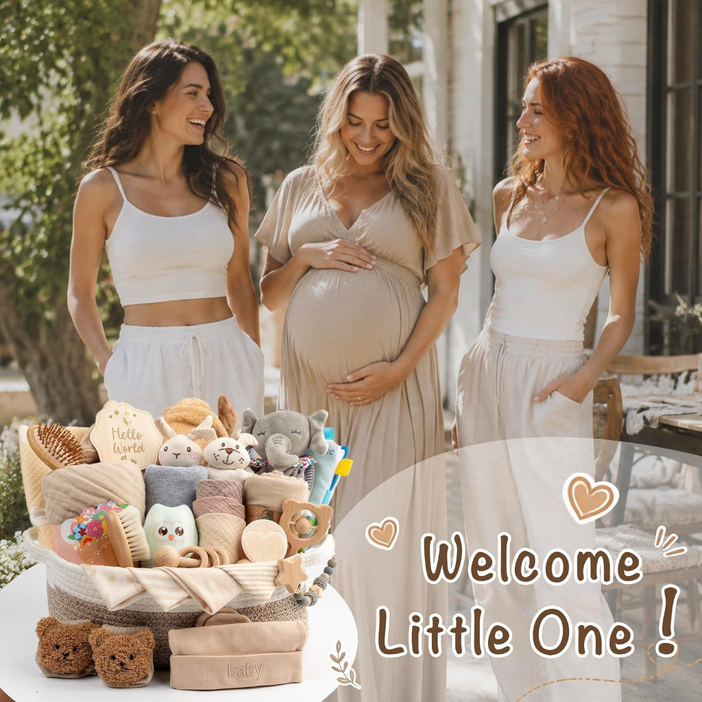 32 Piece Baby Gift Basket - Luxury Curated Baby Gift Basket for Newborn