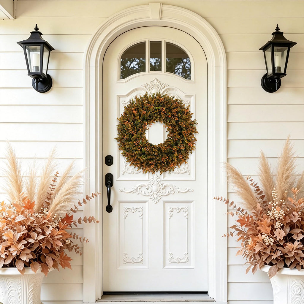 20inch Fall Front Door Wreaths Harvest Boxwood Wreaths Orange