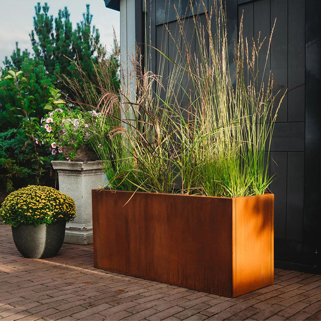 Corten Steel Planter Box 36" L x 12" W x 16" H Rectangular Outdoor Planter