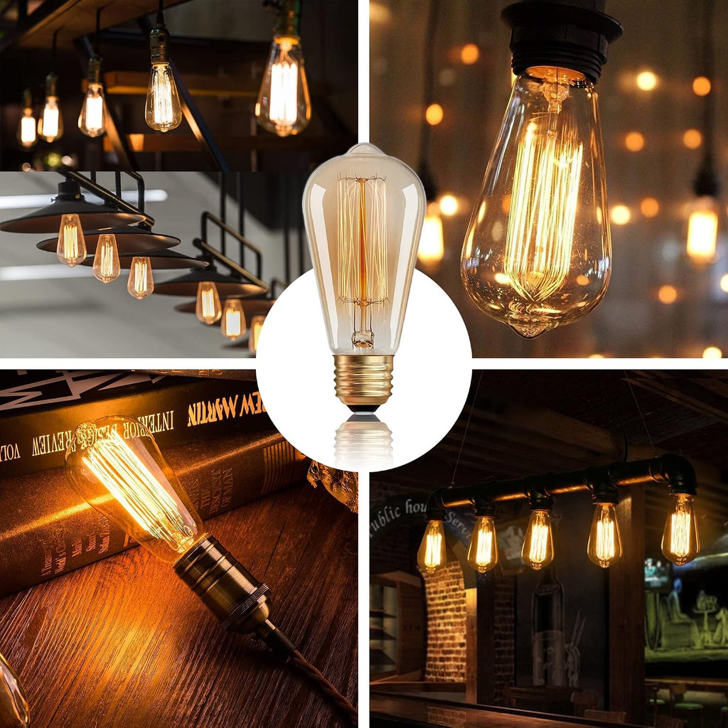 ST64 Edison Light Bulbs 60W E26 Dimmable Incandescent Bulbs 2 Pack