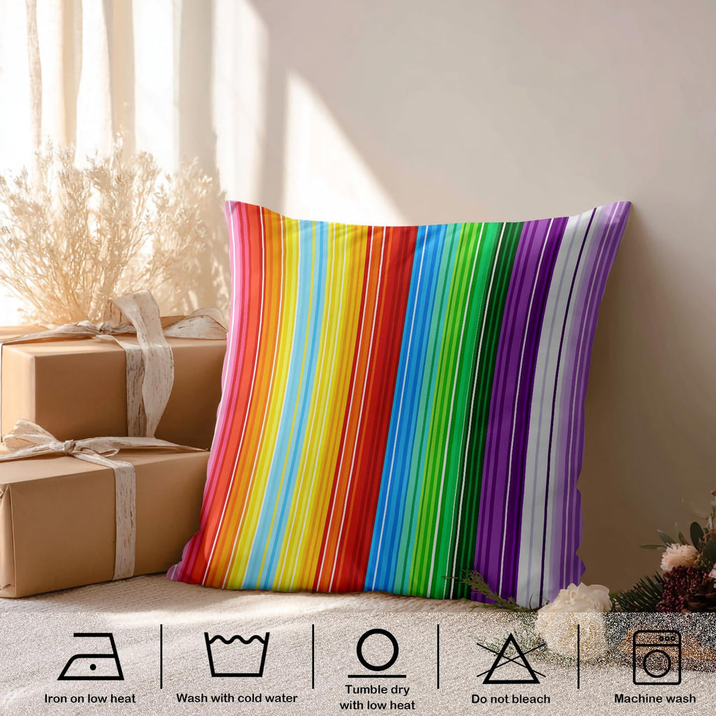 Colored Lines Throw Pillow Covers, Abstract Rainbow Curved Stripes Color Line Cushion Cover Digital Blended Hidden