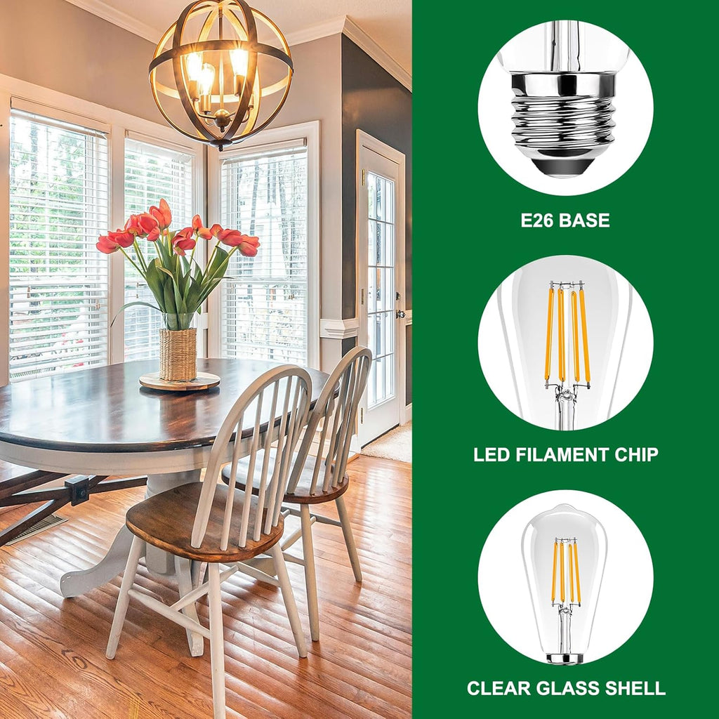 ST19 Vintage LED Edison Bulbs,25W Equivalent Outdoor LED Light Bulbs,Antique LED Filament Bulb E26 Base,2.5W Warm