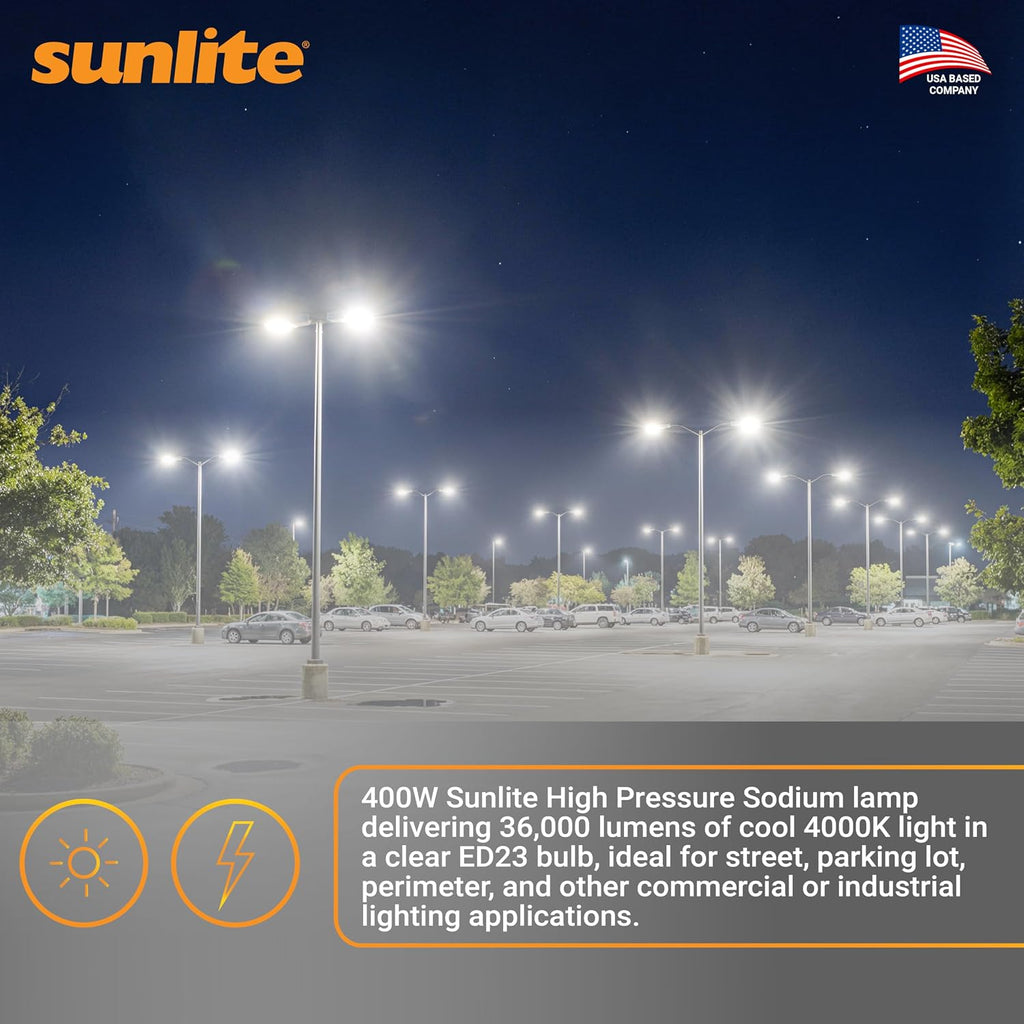 M59 Metal Halide Lamp, 400 Watts, Mogul Base (E39), ED37, 12,000 Hour Life Span, 36000 Lumen, Clear