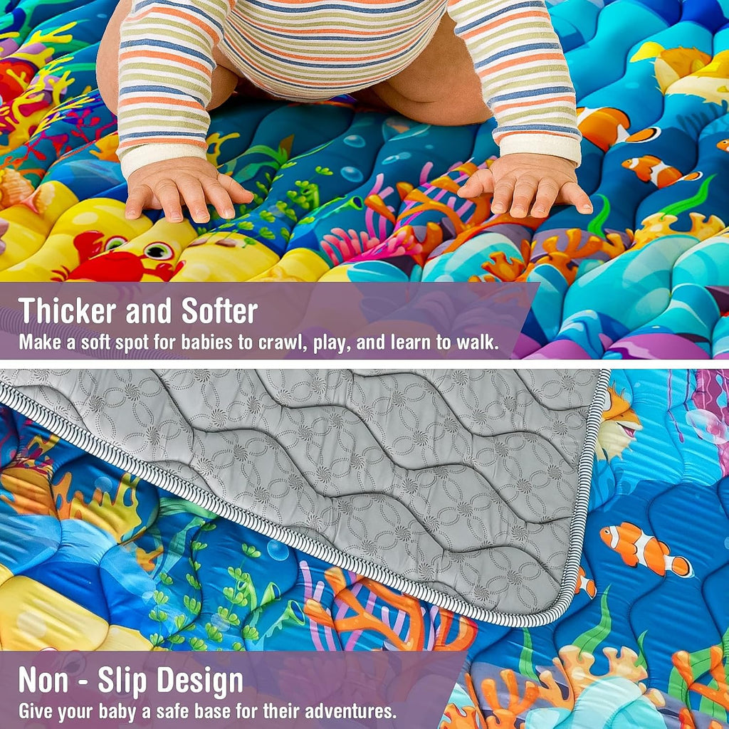 Play Mat, 50x50 Thickened Playpen Mat, Waterproof & Non-Slip, Foldable Play Mat for Floor, Machine Washable Crawling