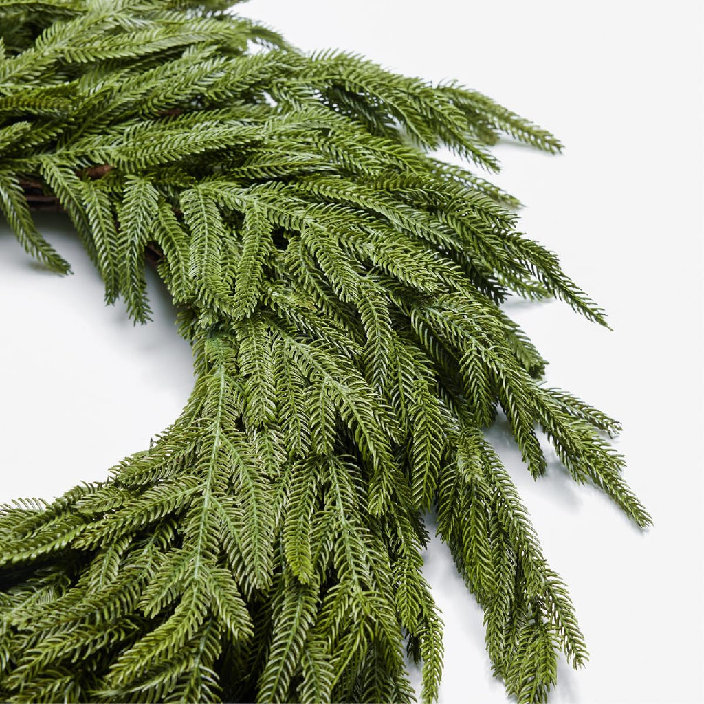 24 Inch Christmas Wreaths for Front Door Real Touch Norfolk Pine Wreath for Winter Indoor&Outdoor Porch Windows Wall