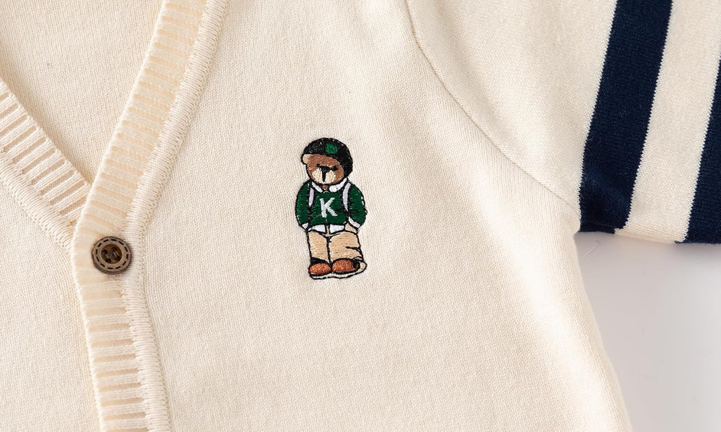 Baby Boys Girls Button Up Cardigan Sweater Dinosaur Full-Zip Long Sleeve V Neck Cartoon Embroidery Coat