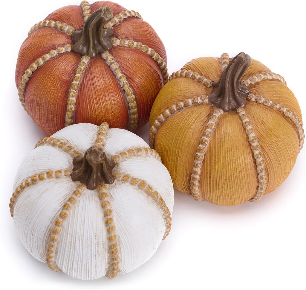 Fall Decorations Resin Fall Pumpkin Decor Indoor, Decorative Pumpkins Table Centerpieces Autumn - Set of 3