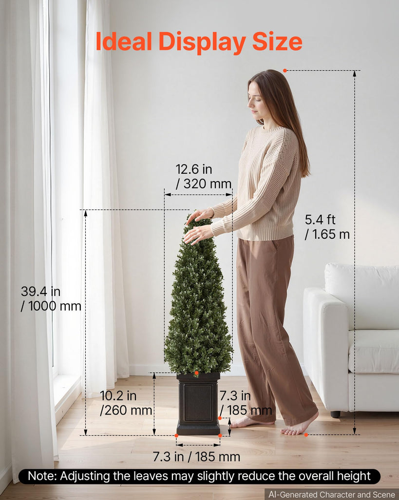 Artificial Boxwood Topiary 3.3 Ft Set of 2 with Sturdy Pot Greenery