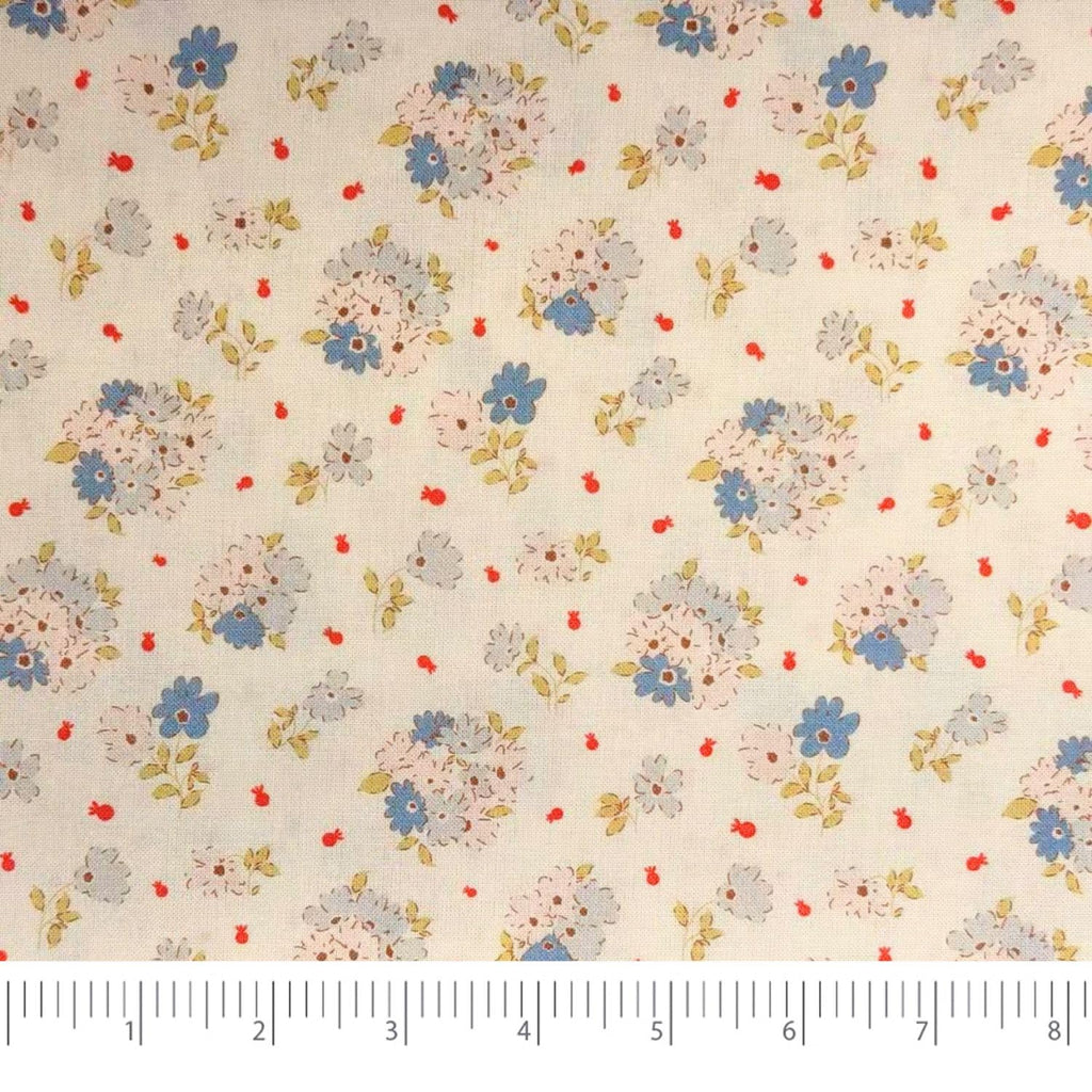 100% Cotton, 108" Wide, Preshrunk, Lightweight, Quilt Backing Fabric for Sewing and Craft Floral Cottage Bouquet, Cut