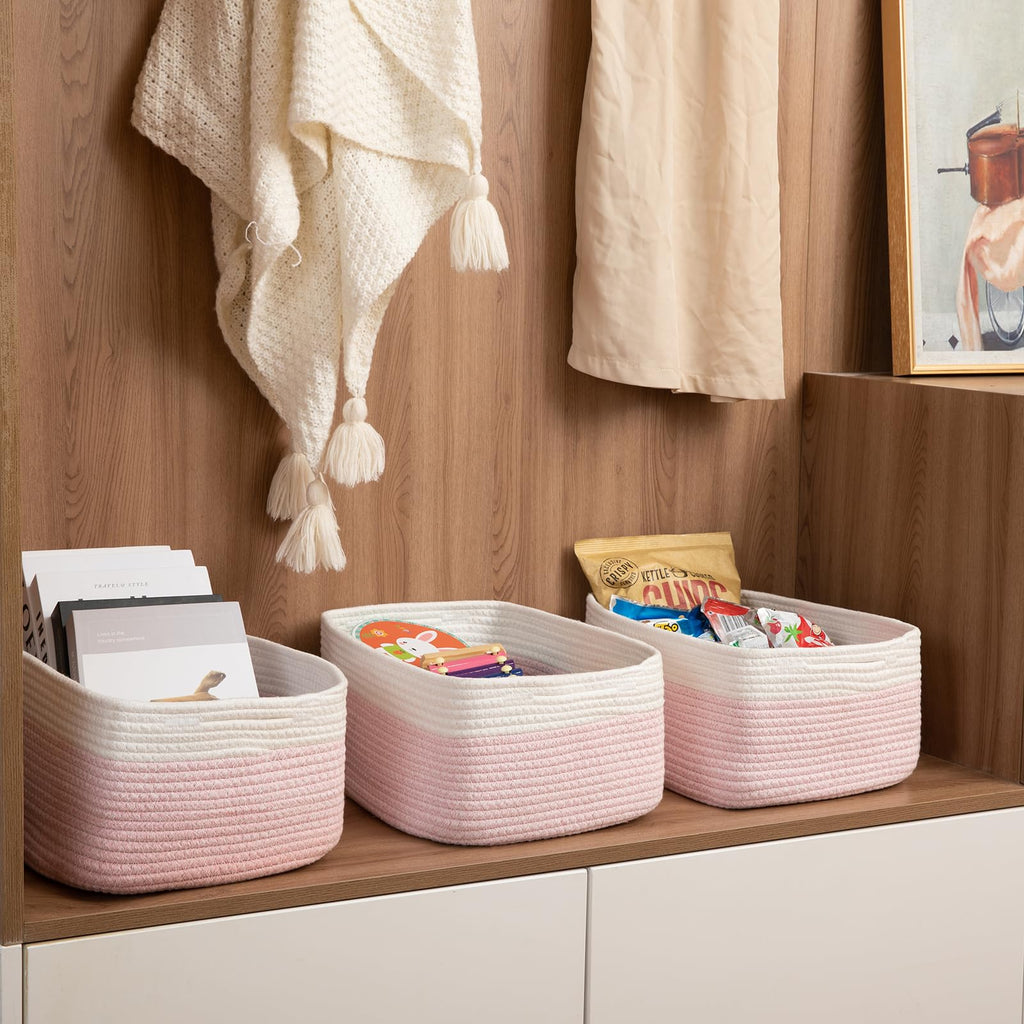 Storage Baskets for Organizing 3 Pack, Woven Baskets for Shelves