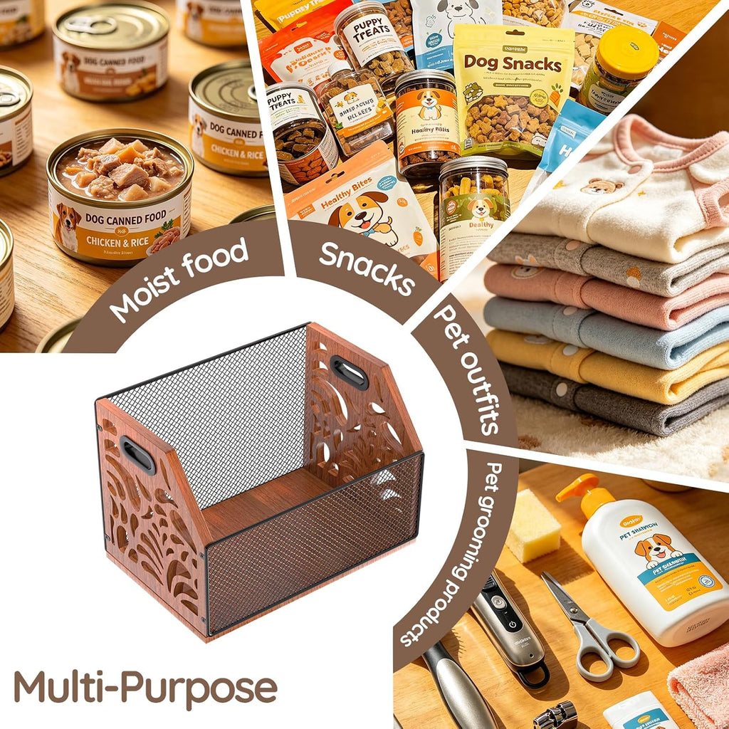 Dog Toy Basket, Chew-Proof Dog Toy Box, Wooden Pet Toy Storage