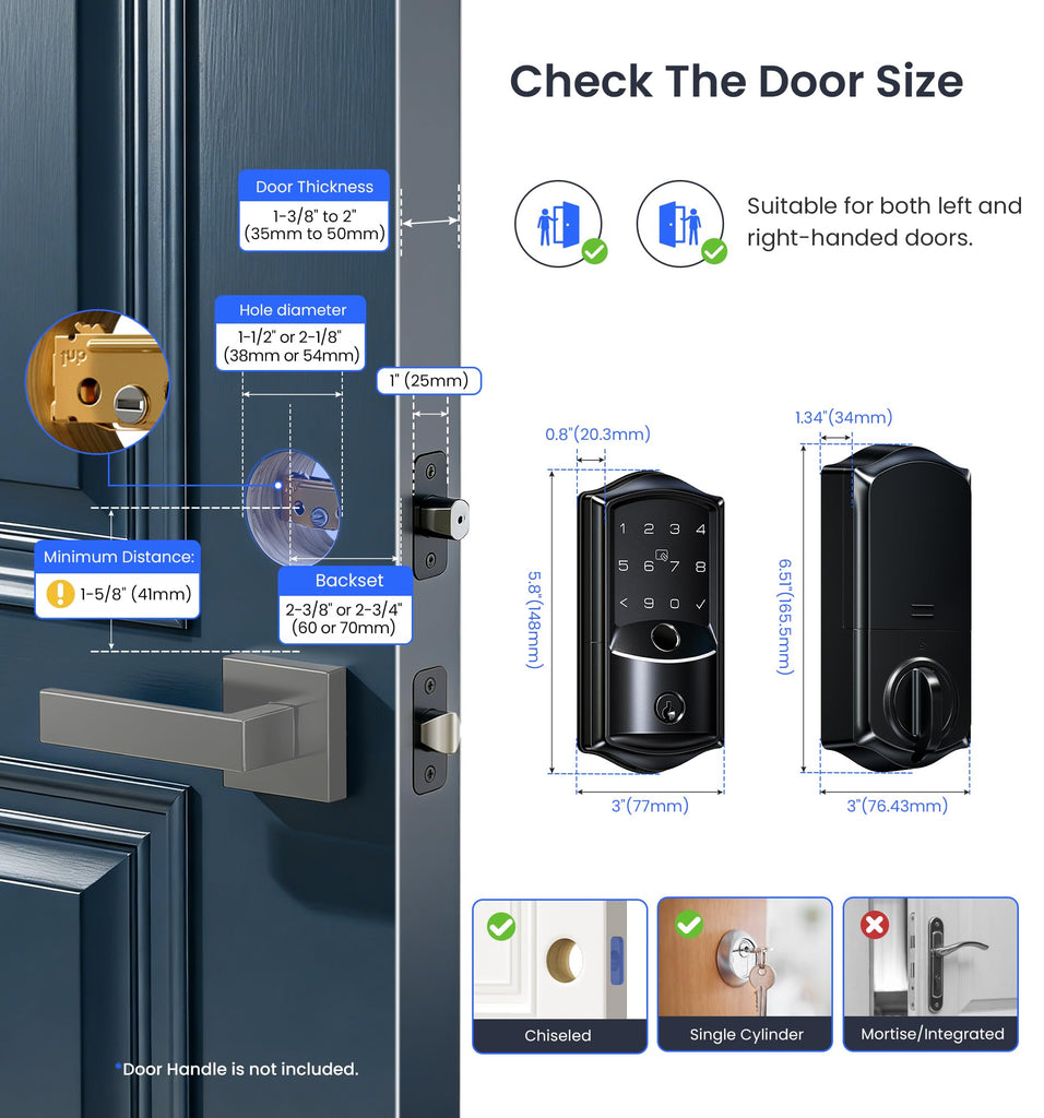 WiFi Smart Lock Fingerprint Keyless Entry Deadbolt Matte Black
