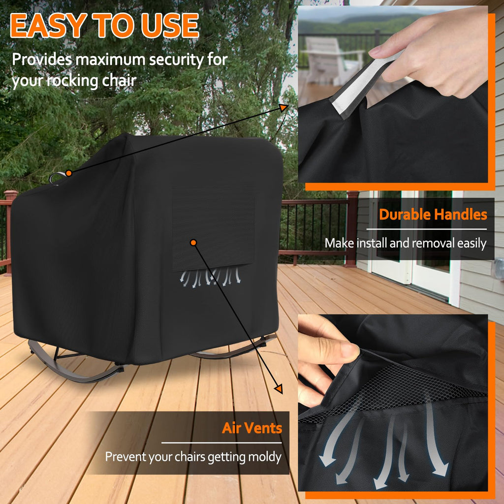 Outdoor Papasan Rocking Chair Cover, Patio Furniture Covers Waterproof adapter for Egg Rocking Chairs and Rattan