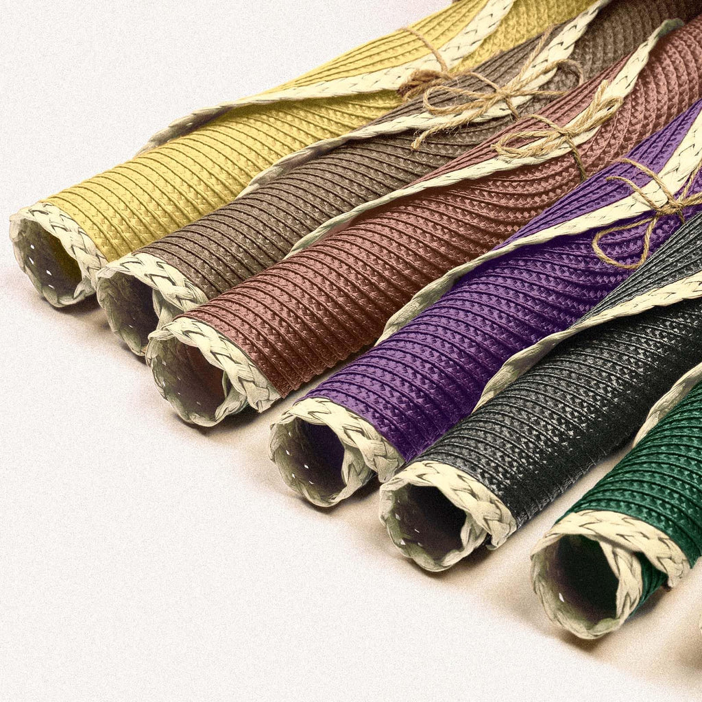 Round Placemats Set of 6, Woven Table Mats, Thin Edge, Pine Green